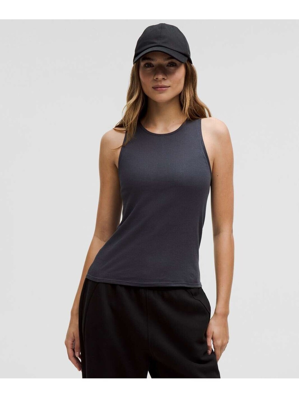Lululemon Sheer Cotton Ribbed Tank Top Black Night Size M NWT